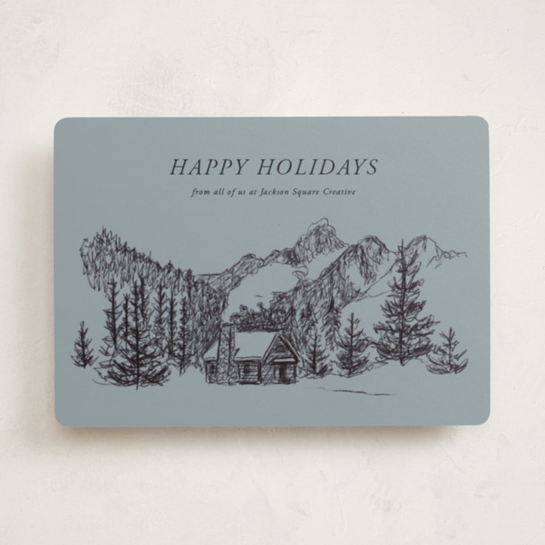 "Inkpen Cabin" - Holiday Cards in Slate by Holly Whitcomb - Front