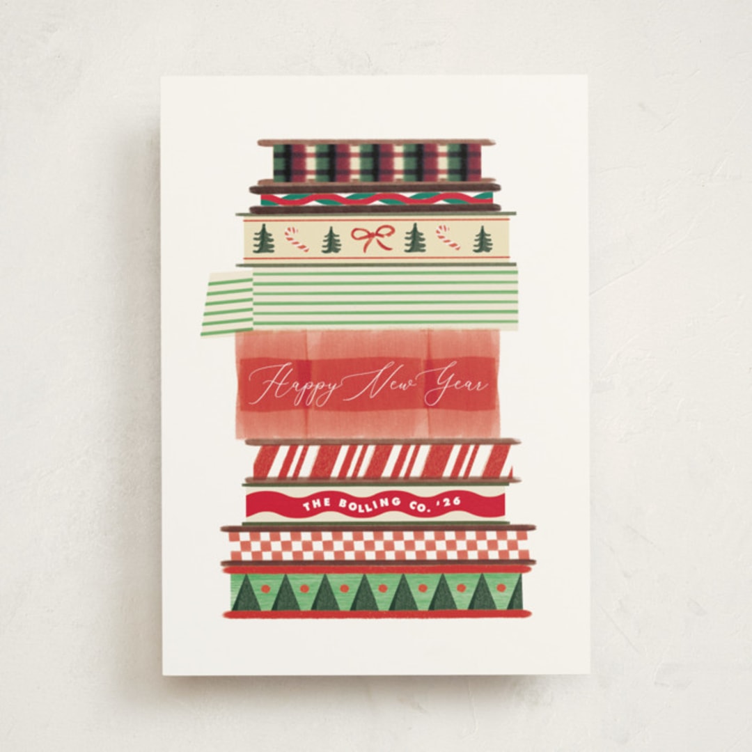 "Ribbon Spools" - Holiday Cards in Candy Cane by Baumbirdy - Front