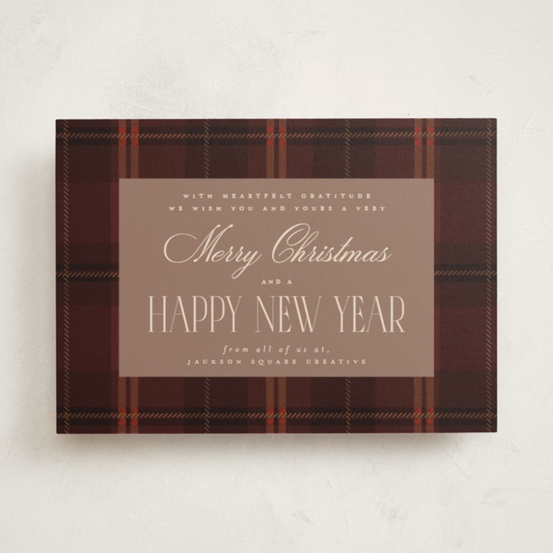 "Timeless plaid" - Holiday Cards in Berry by Maja Cunningham - Front