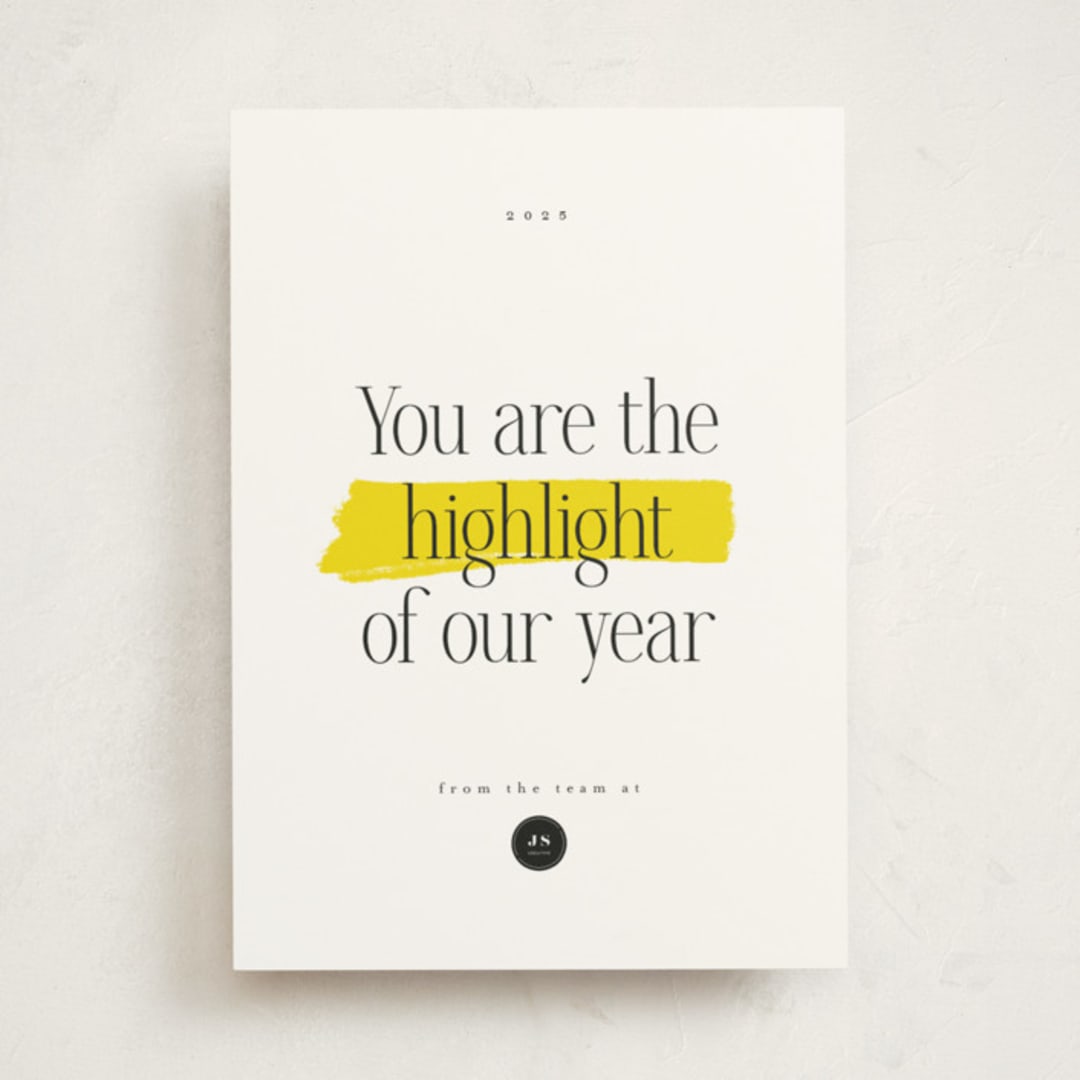 "Highlight" - Holiday Cards in Lemon by Hudson meet Rose - Front