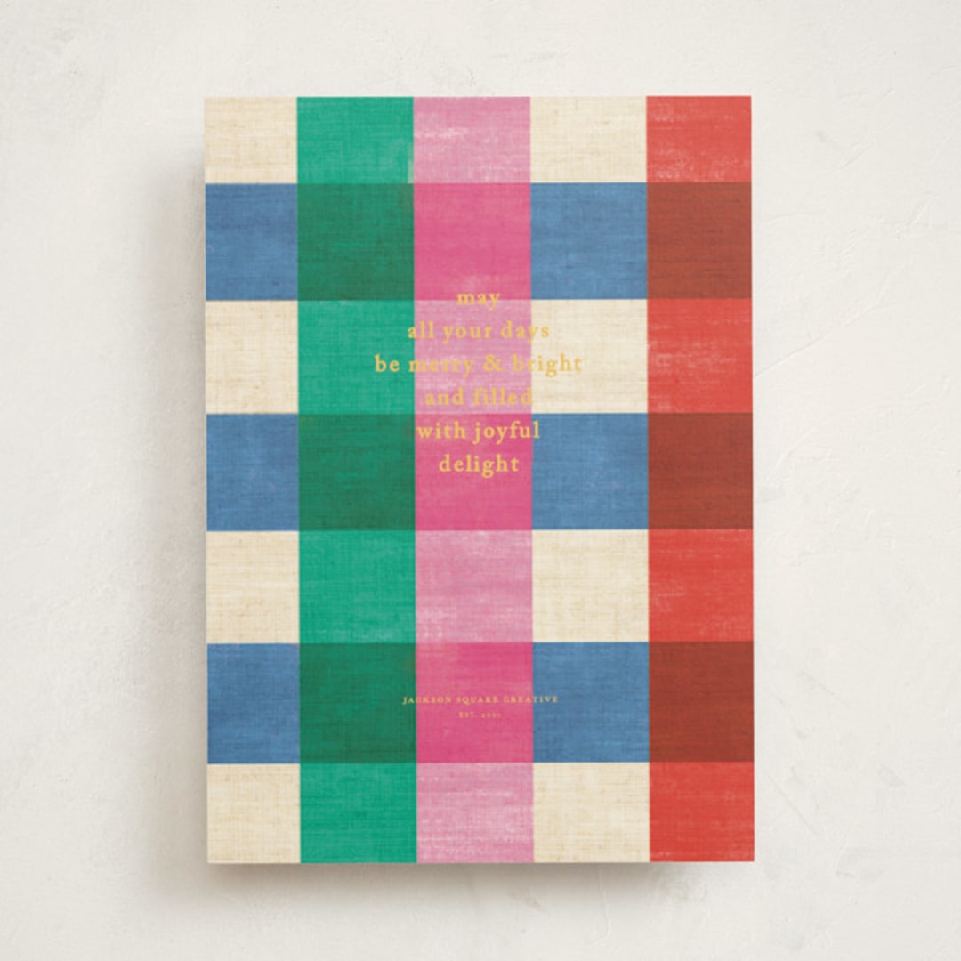 "Playful Plaid" - Holiday Cards in Candy by Baumbirdy - Front