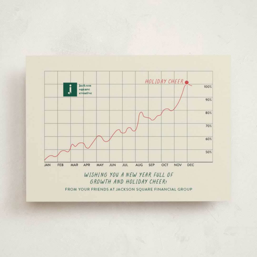 "Year of Growth" - Holiday Cards in Holly by Sarah Hawkins Designs - Front