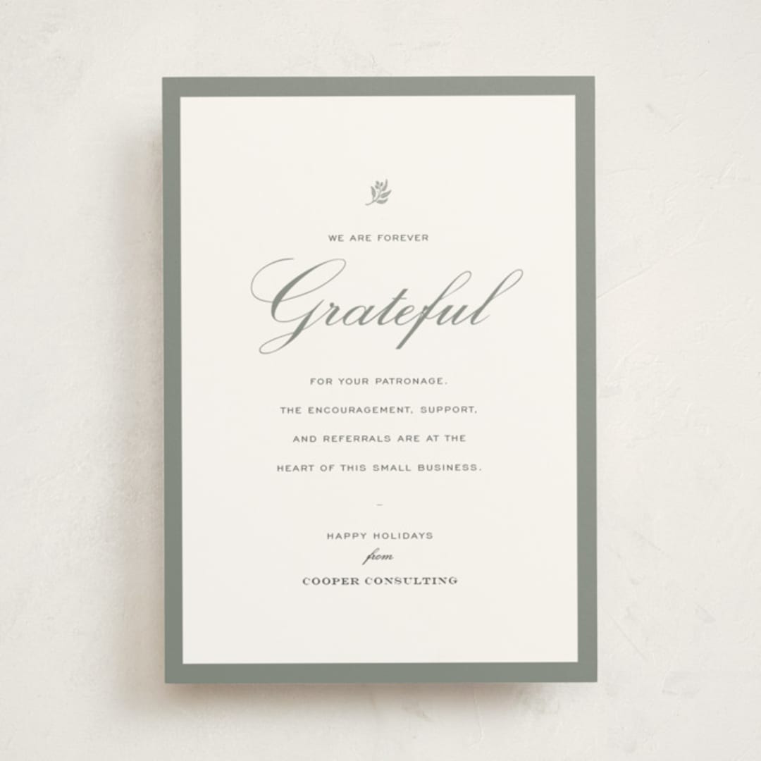 "forever grateful" - Holiday Cards in Sage by Sara Hicks Malone - Front