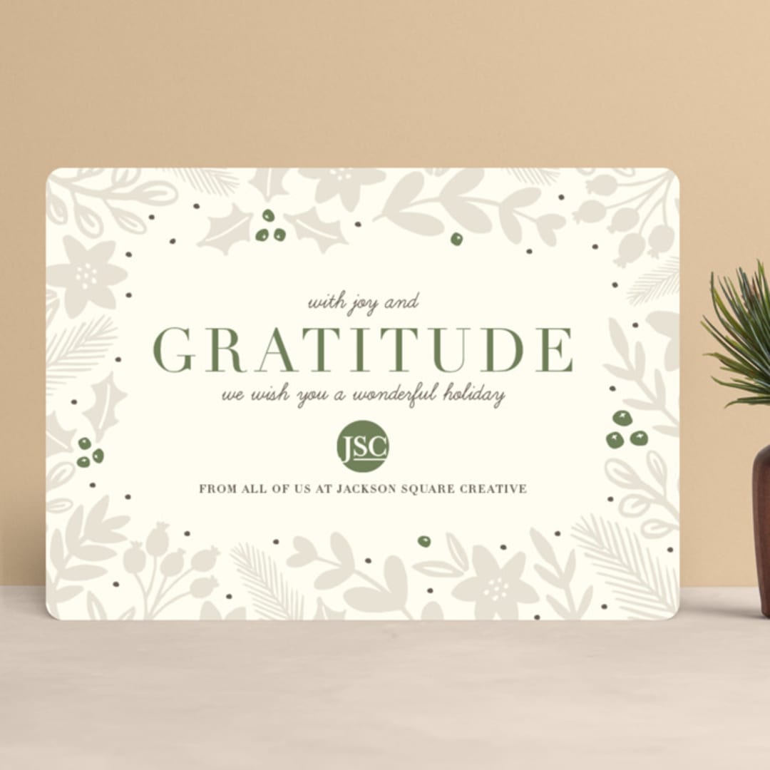 "Bold Gratitude" - Holiday Cards in Ivory by Beth Schneider - Front