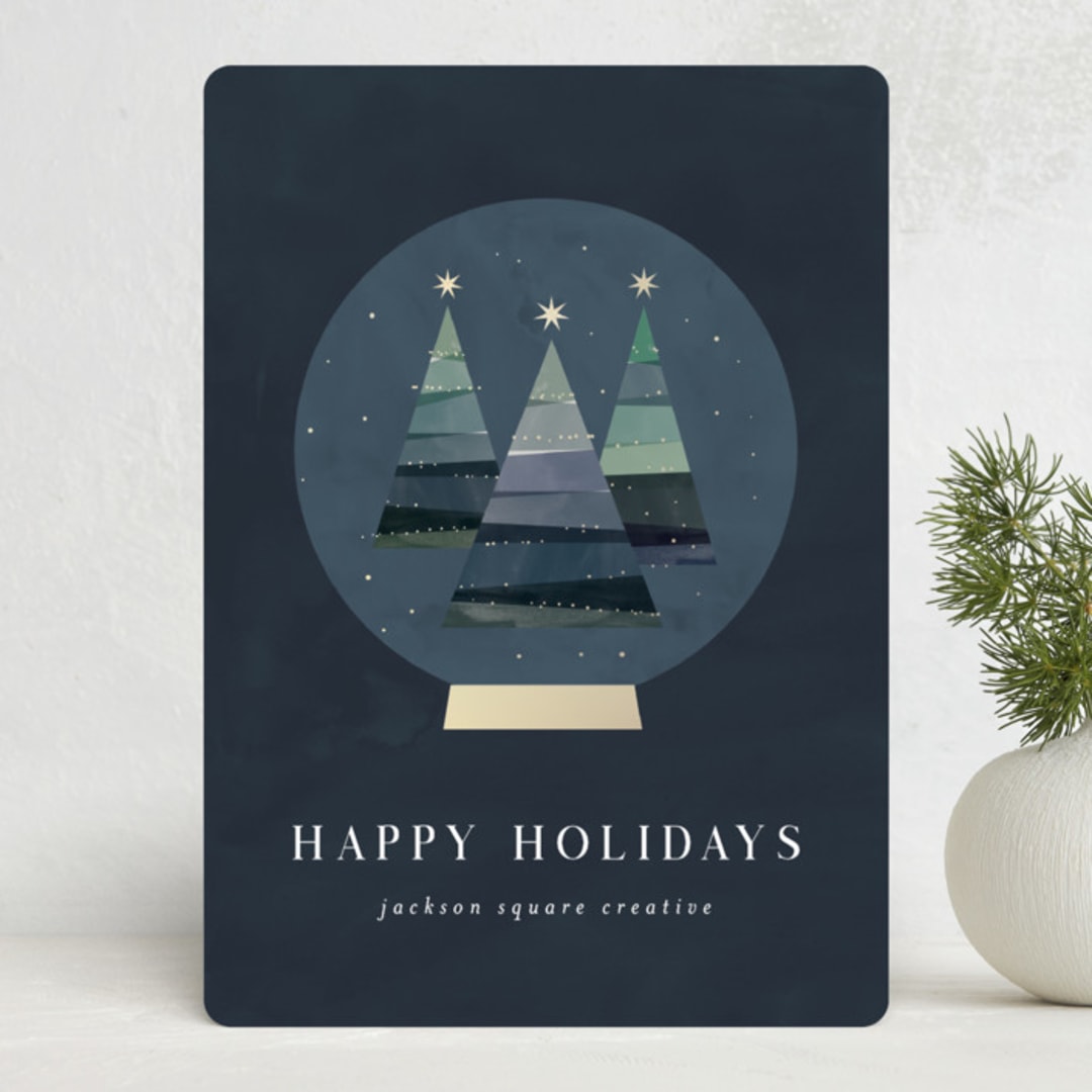 "forest snowglobe" - Holiday Cards in Midnight by Lori Wemple - Front
