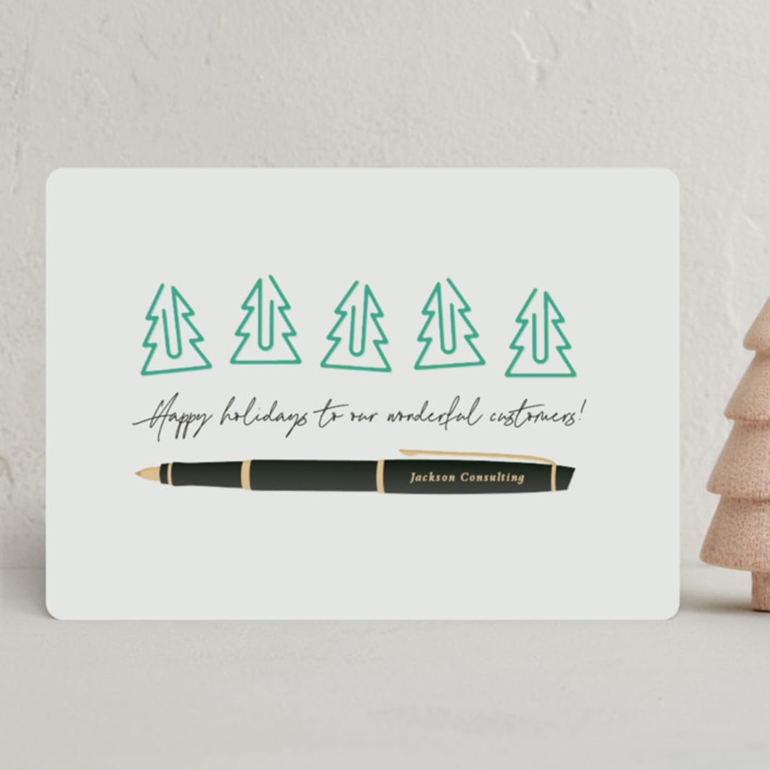 "merry paperclips" - Holiday Cards in Jade by Jessica Yeo - Front