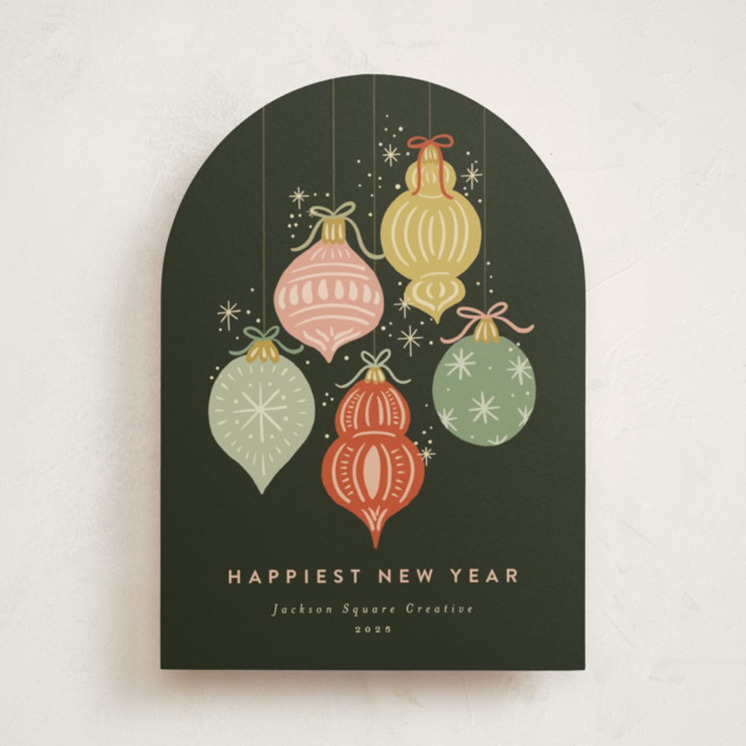 "Sparkling Ornaments" - Holiday Cards in Fir by Joanna Griffin - Front