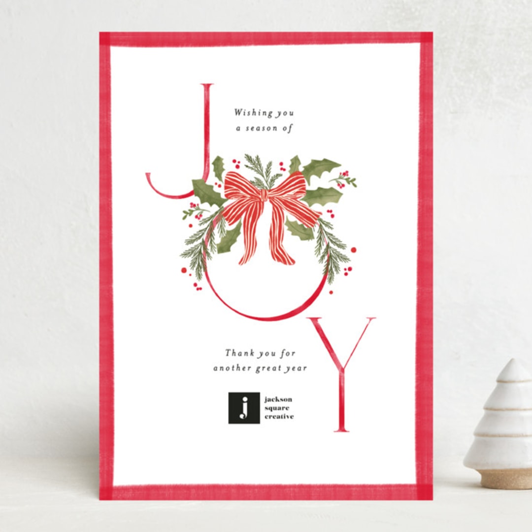 "Vintage Joy" - Holiday Cards in Candy Cane by Creo Study - Front