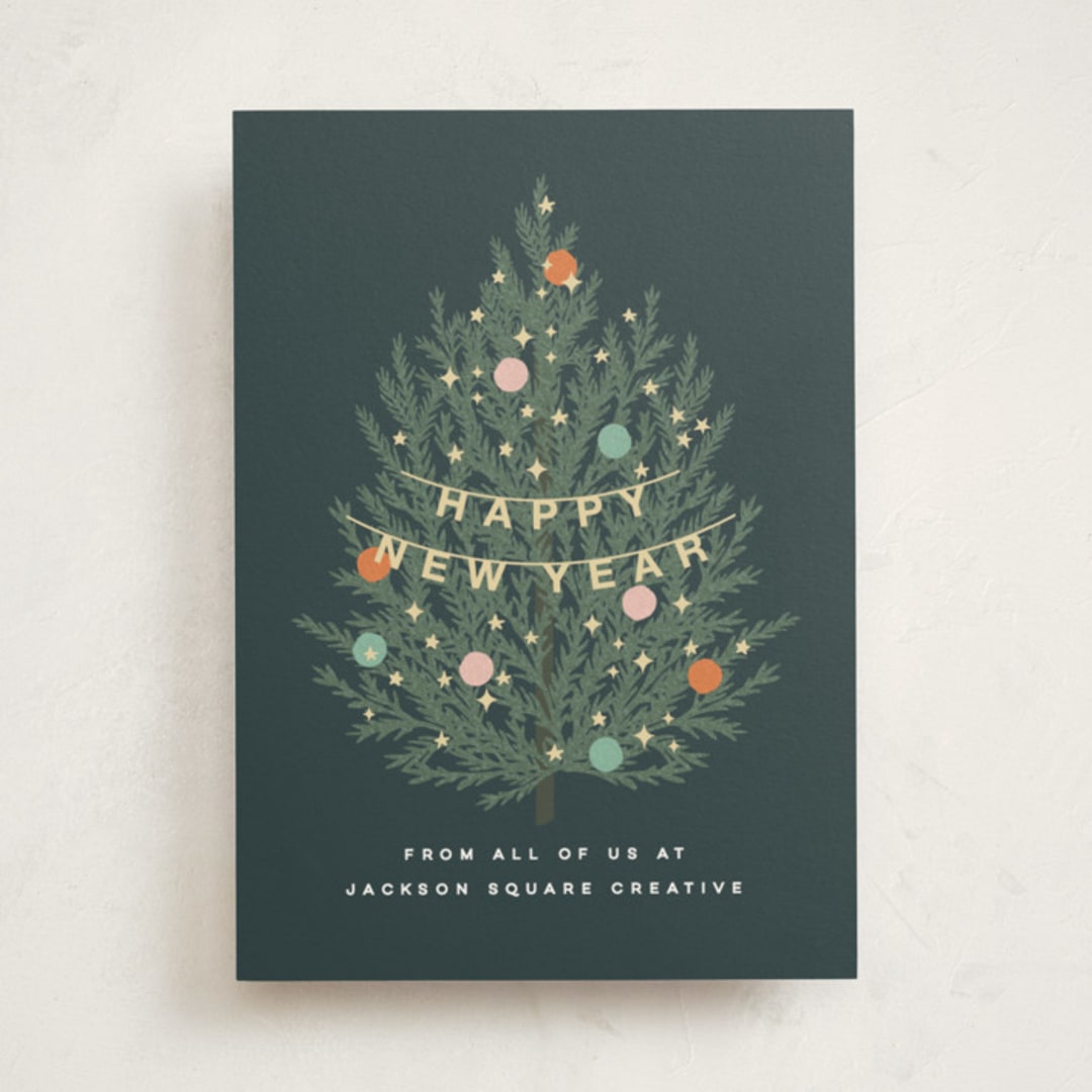 "Joie" - Holiday Cards in Blue Slate by Kristie Kern - Front