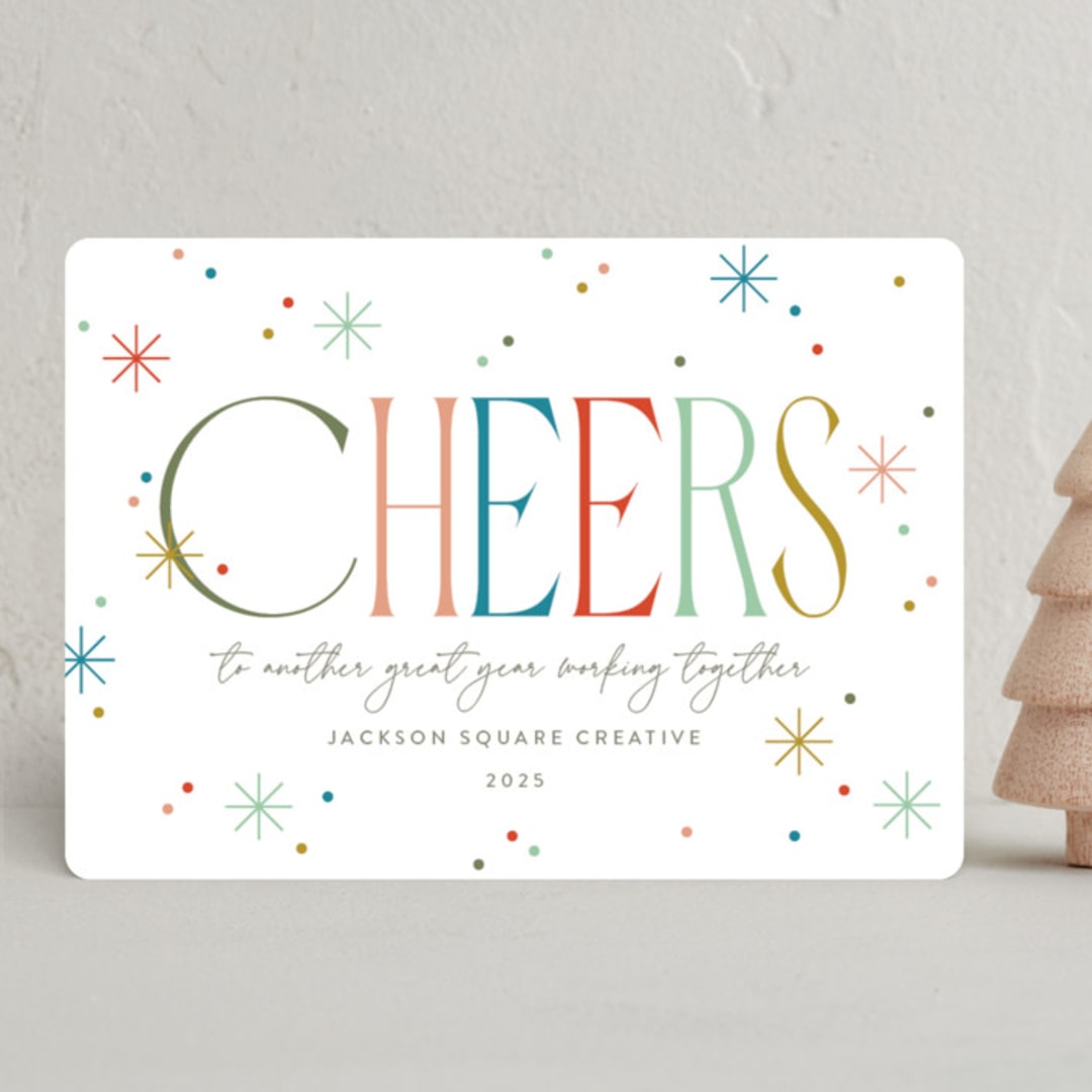 "Cheers to you!" - Holiday Cards in Confetti by Robert and Stella - Front