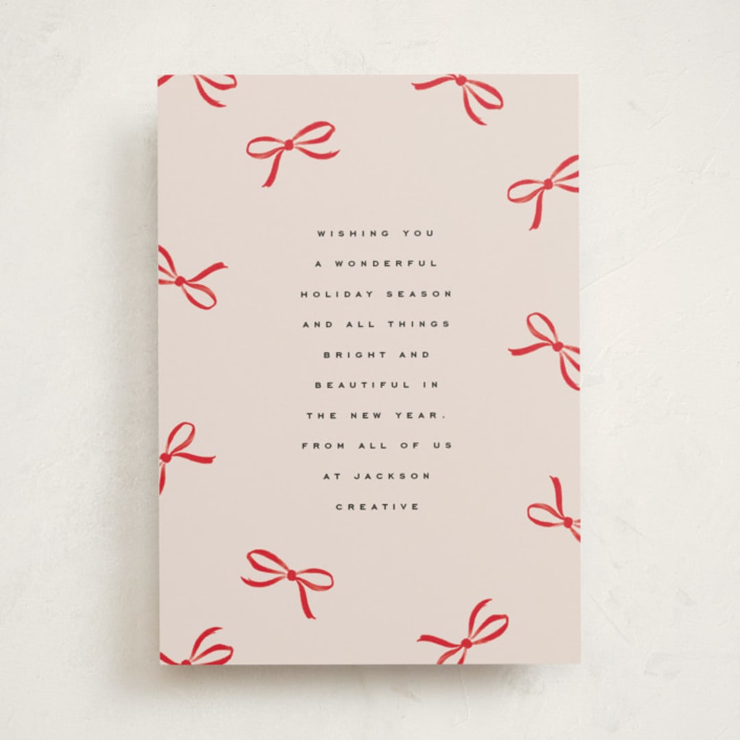 "Wrapped Up" - Holiday Cards in Crimson by Olivia Kanaley Inman - Front