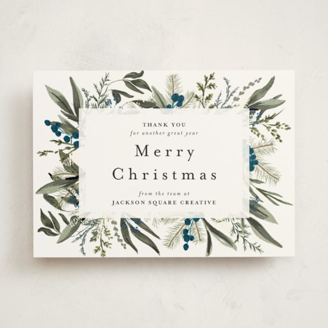 "Holiday Botanical" - Holiday Cards in Winter Berry by Susan Moyal - Front