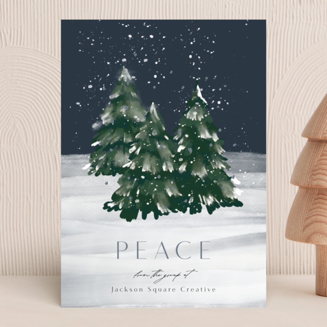 "brushy trees" - Holiday Cards in Midnight by Rebecca Durflinger - Front