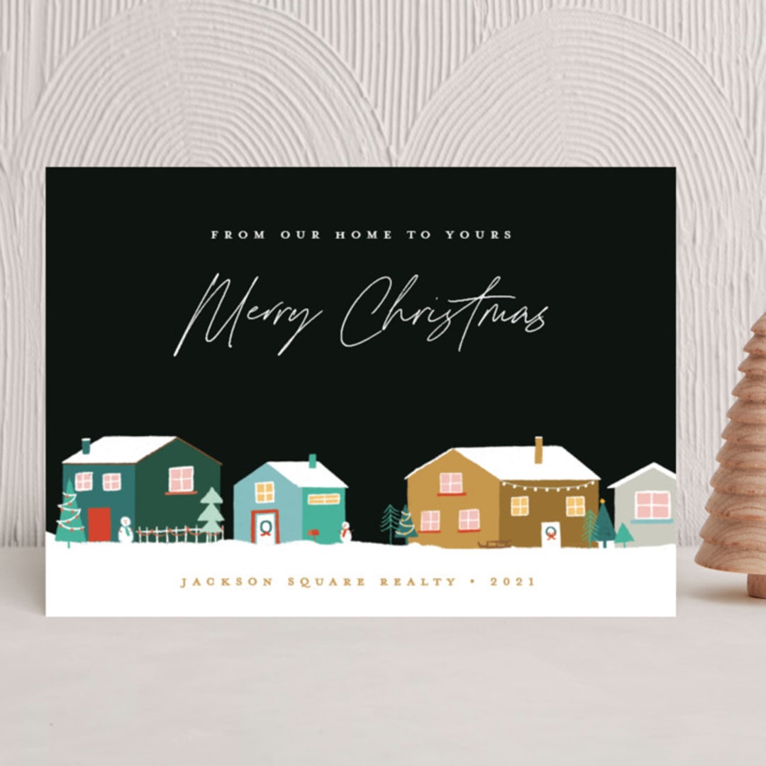 "Snowy Street" - Holiday Cards in Midnight by Bethan - Front