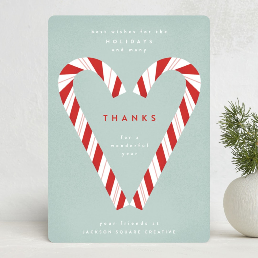 "Candy Cane" - Holiday Cards in Mint by Yuliya Evseeva - Front