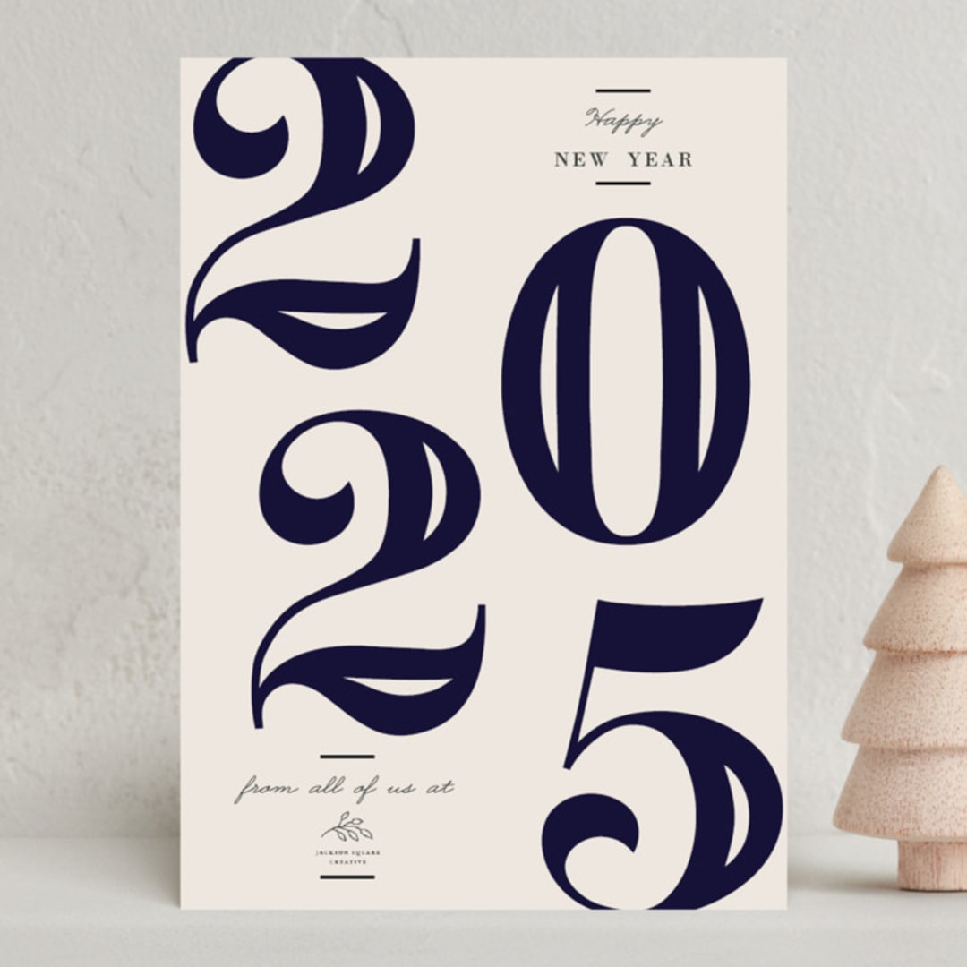 "Bold Year" - Holiday Cards in Midnight by Oma N. Ramkhelawan - Front
