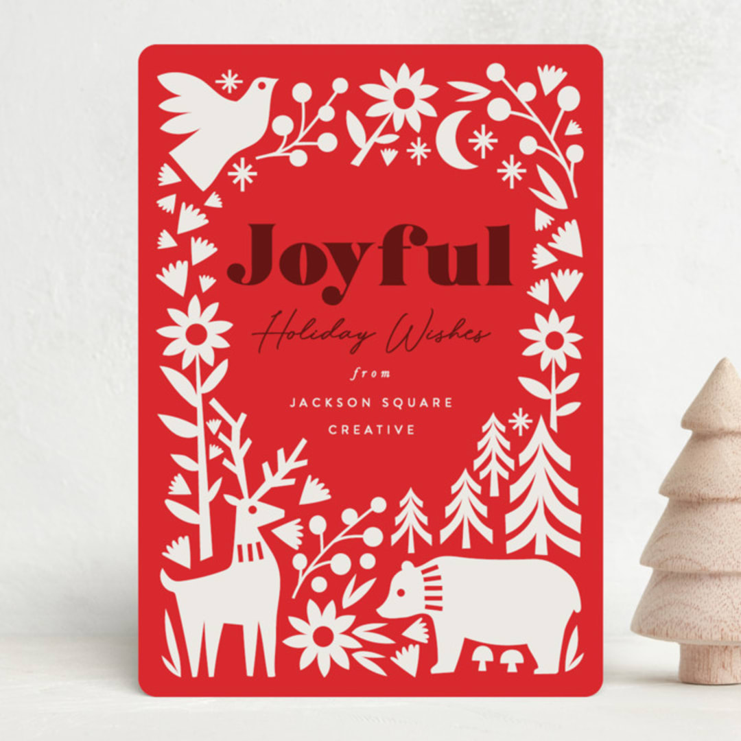 "woodland folk art" - Holiday Cards in Crimson by Karidy Walker - Front