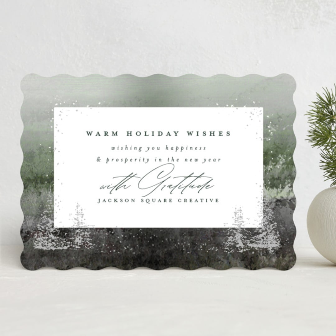 "Mist" - Holiday Cards in Evergreen by AK Graphics - Front
