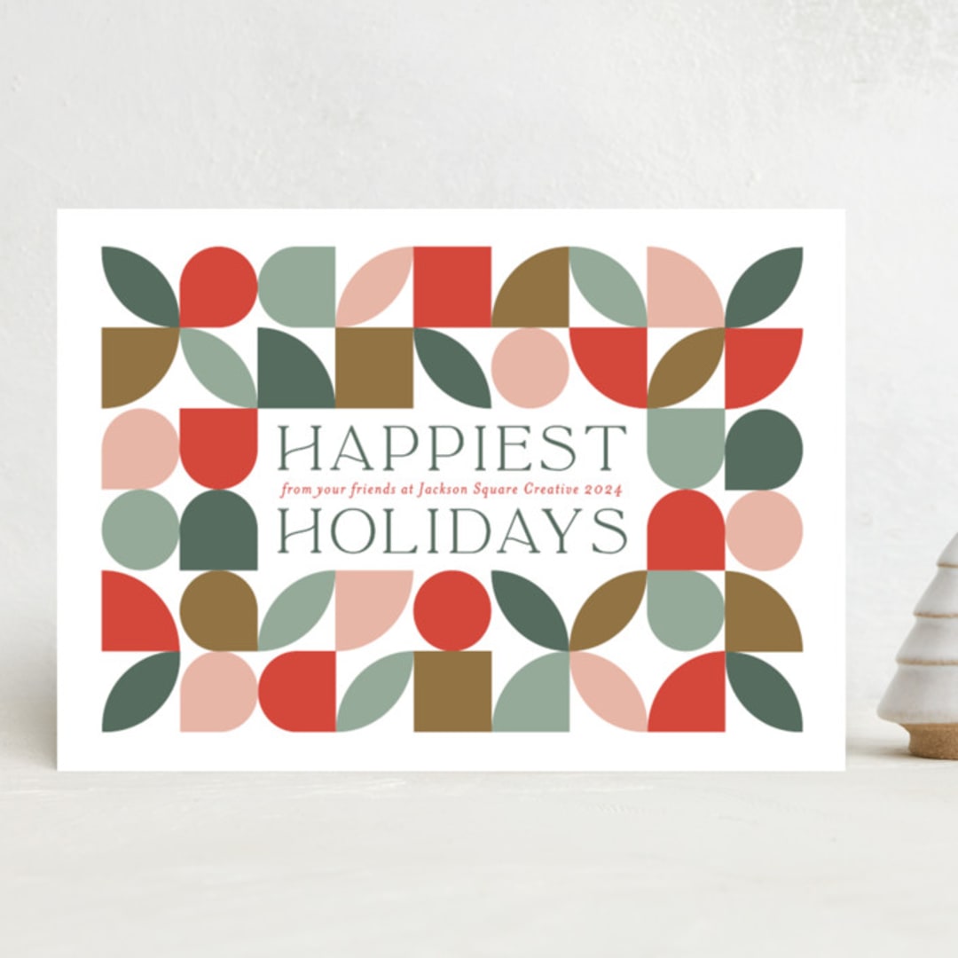 "Bauhaus Holly" - Holiday Cards in Persimmon by Erica Krystek - Front