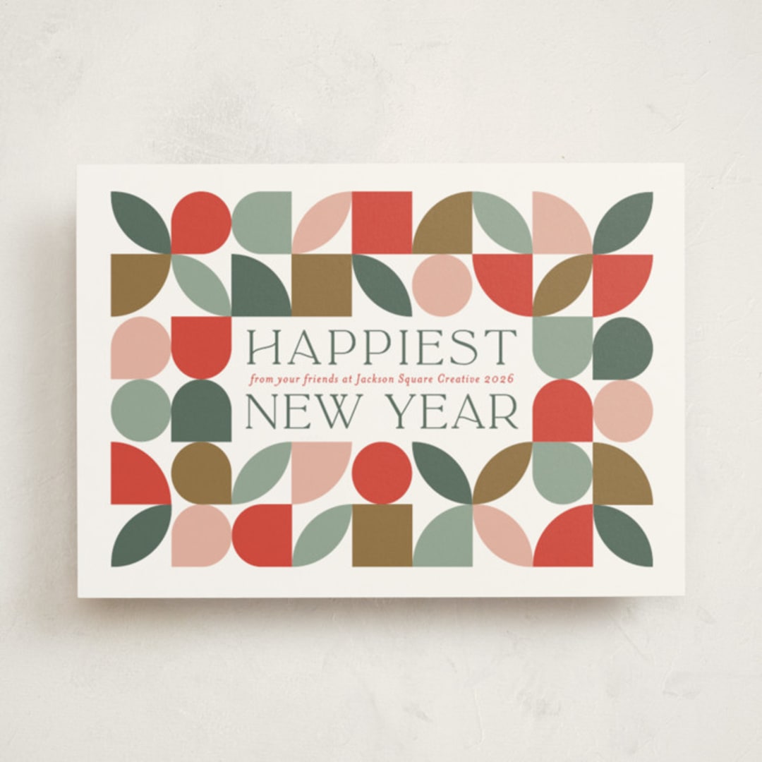 "Bauhaus Holly" - Holiday Cards in Persimmon by Erica Krystek - Front