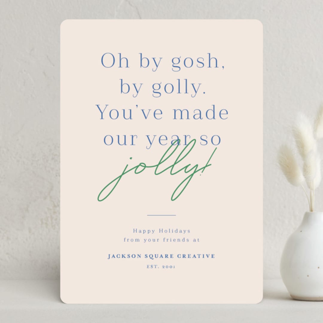 "By Gosh By Golly" - Holiday Cards in Cookie Dough by Megan Cash - Front