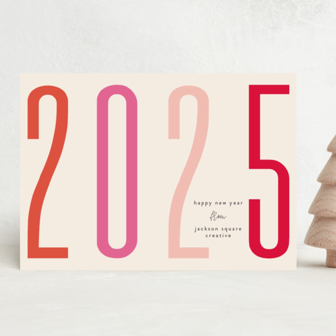 "Bold New Year" - Holiday Cards in Santa Suit by Gwen Bedat - Front