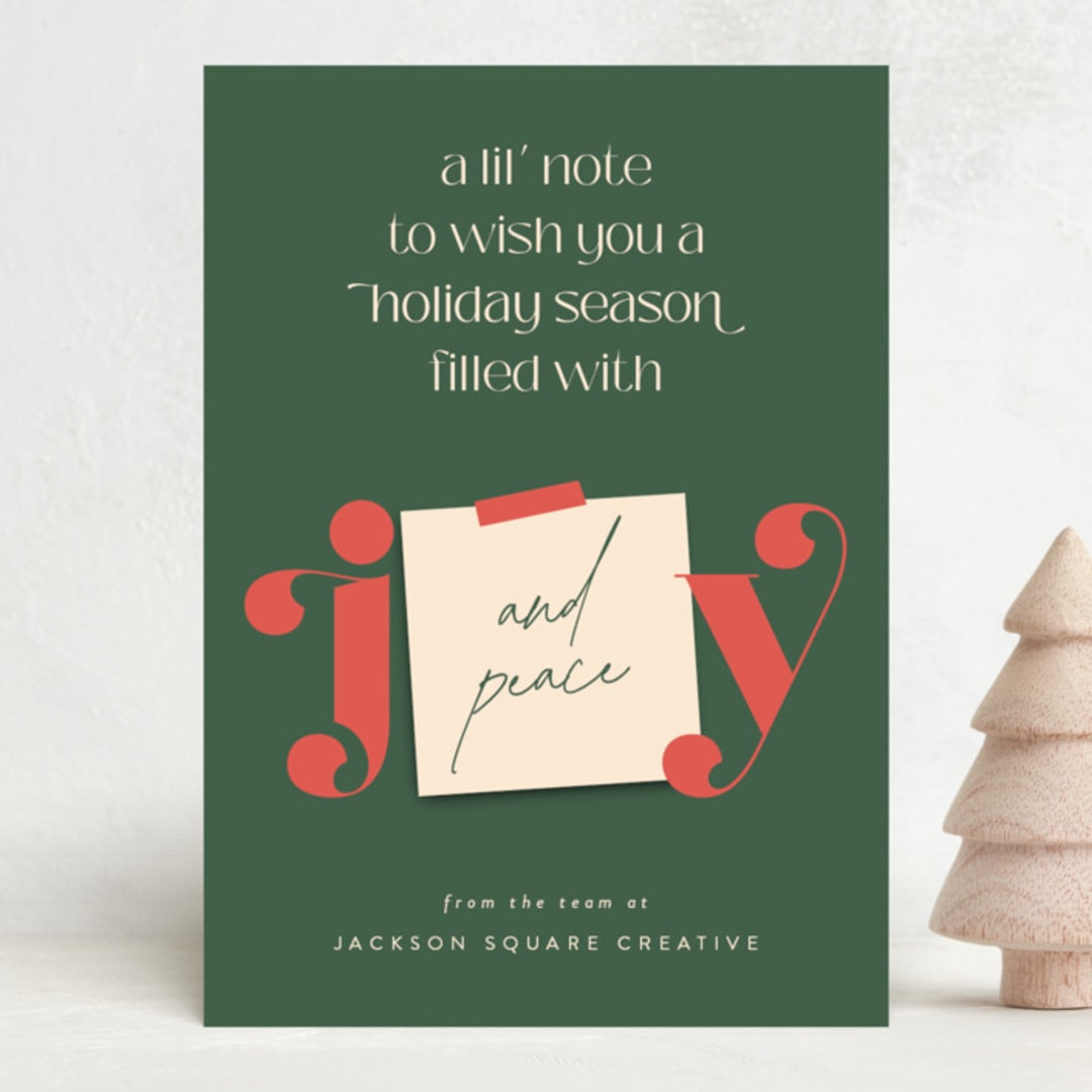 "Lil' Holiday Note" - Holiday Cards in Evergreen by Lisa McLean - Front
