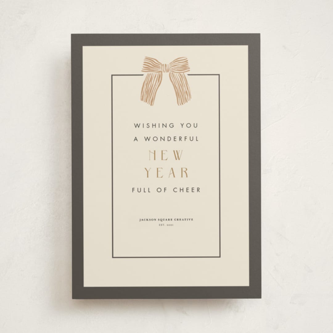 "Watercolor Bow" - Holiday Cards in Charcoal by Cindy Reynolds - Front