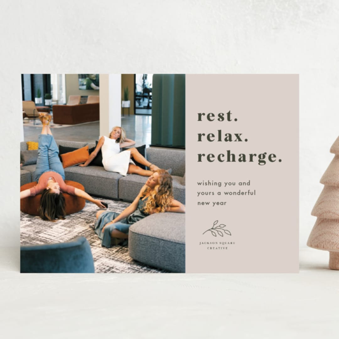"Rest. Relax. Recharge." - Holiday Cards in Buttercream by Kristen Knechtel - Front