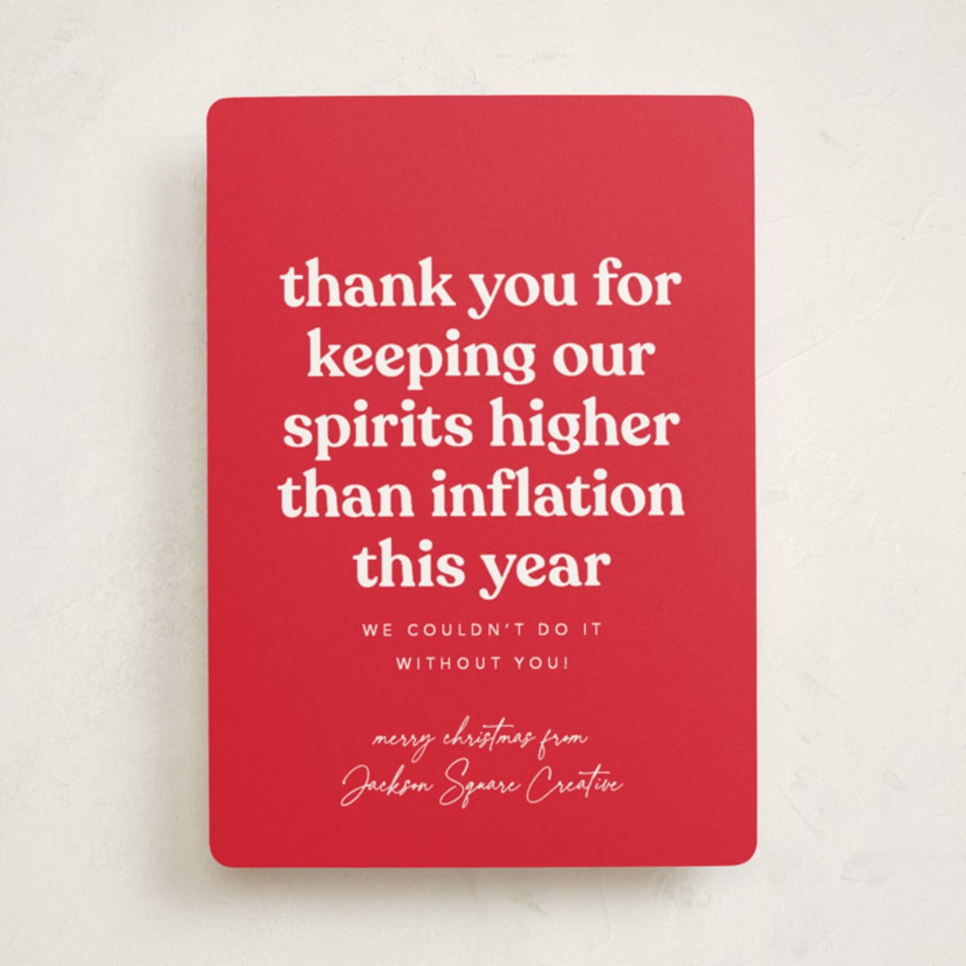 "Inflation" - Holiday Cards in Poinsettia by Robert and Stella - Front