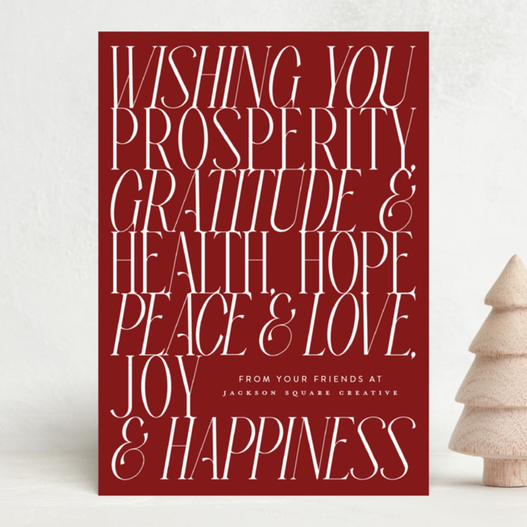 "All the Best" - Holiday Cards in Cranberry by Charter Oaks Creative - Front