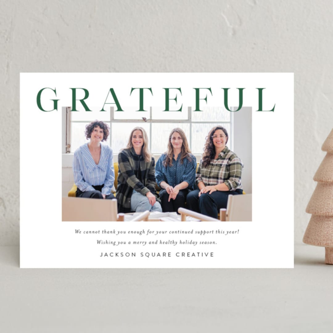 "Bold Gratitude" - Holiday Cards in Fir by Kasia Labocki - Front