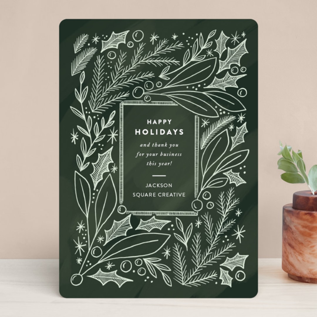 "Greetings" - Holiday Cards in Mint by Jen Owens - Front