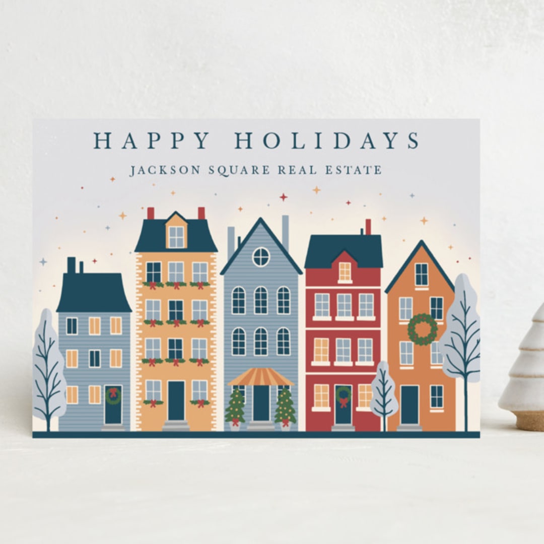 "Decorated City Street" - Holiday Cards in Frost by Diana Pinnell - Front
