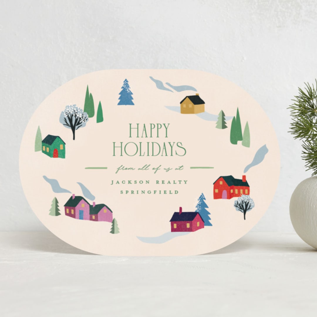 "Neighborhood" - Holiday Cards in Sugar Plum by Julie Murray - Front