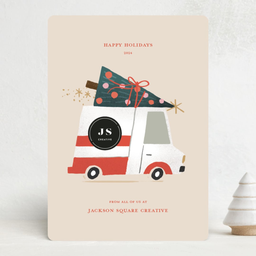 "Vroom Vroom" - Holiday Cards in Eggnog by Leia Matt - Front