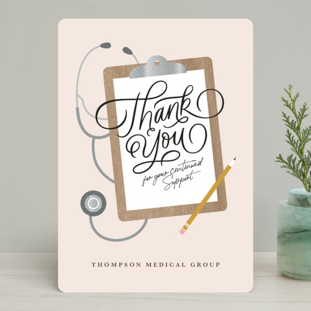 "Your Continued Support" - Holiday Cards in Eraser by Kristen Smith - Front