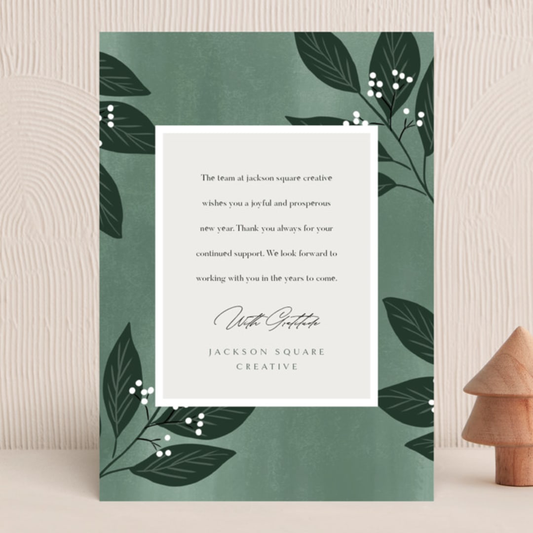 "botanicals" - Holiday Cards in Wintergreen by Kelly Schmidt - Front