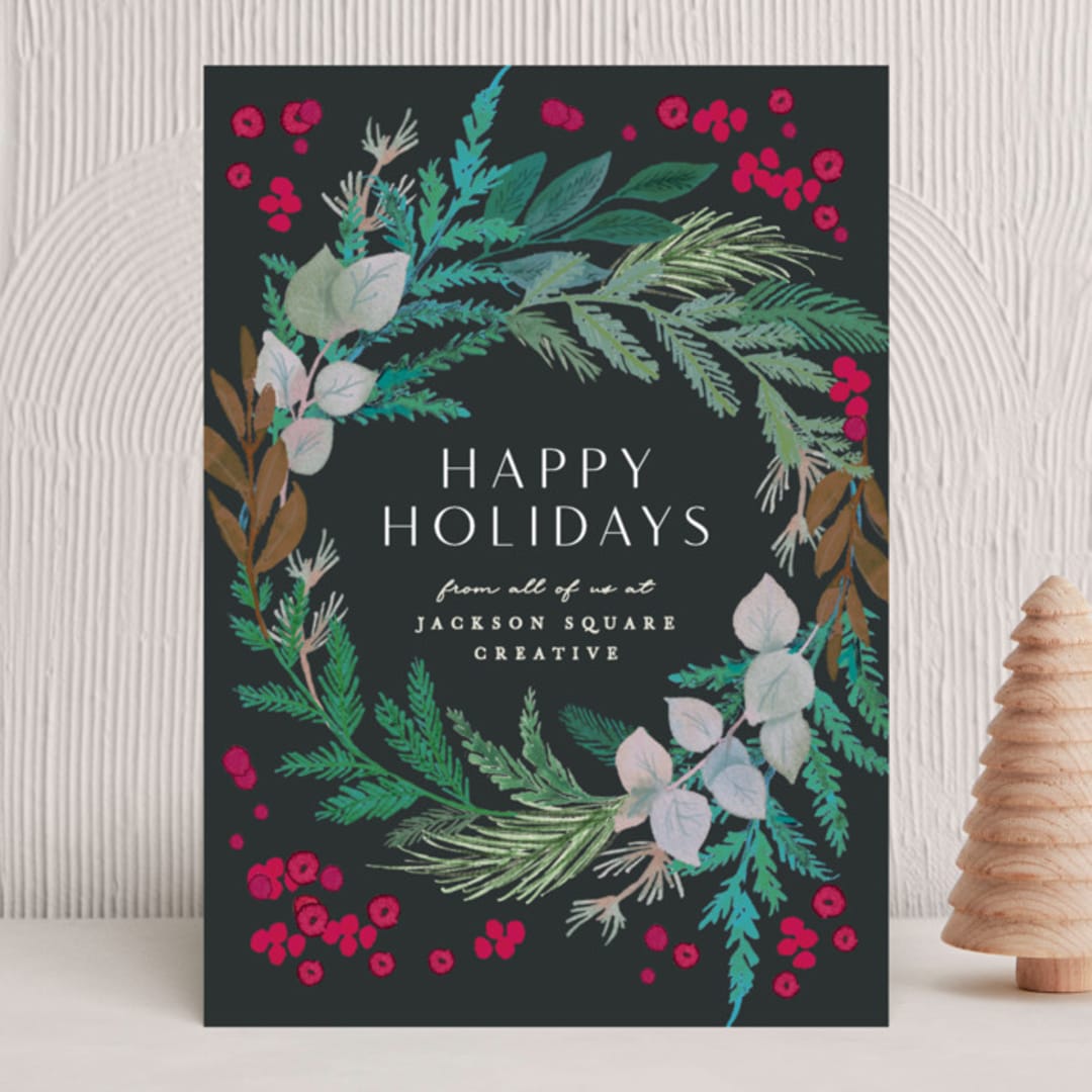 "holiday wreath" - Holiday Cards in Noir by Creo Study - Front