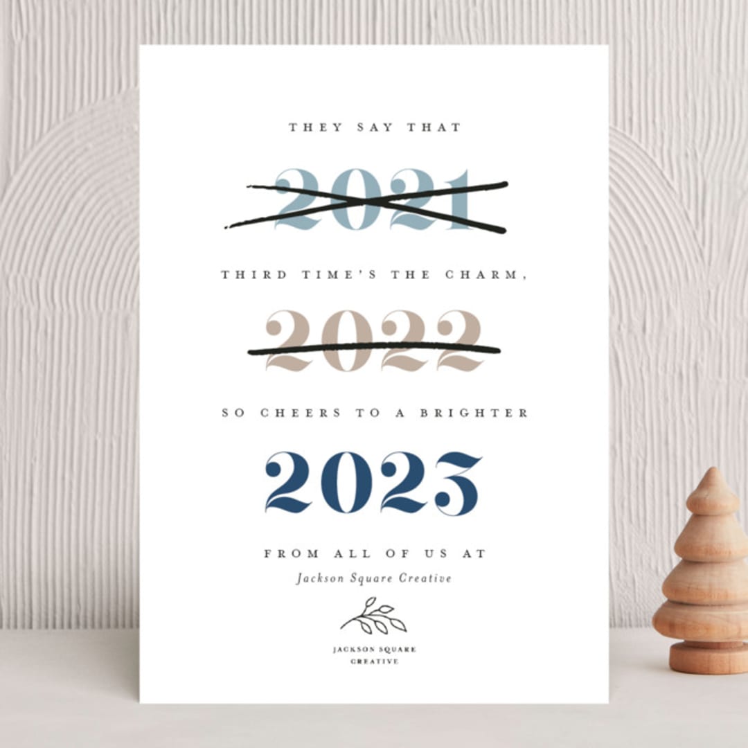 "third time's the charm" - Holiday Cards in Denim by Tanya Lee of Frooted Design - Front