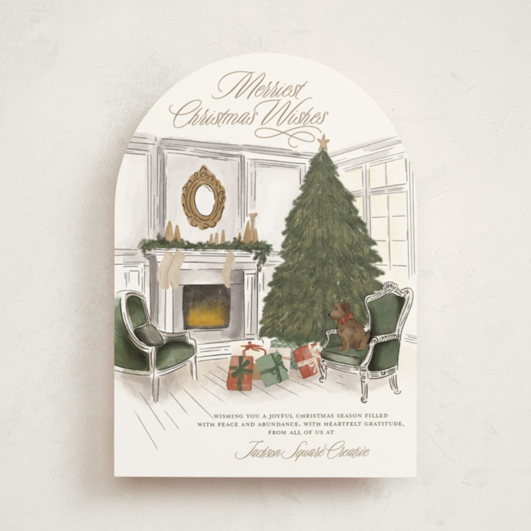 "New Halls" - Holiday Cards in Pine by Jenna Holcomb - Front