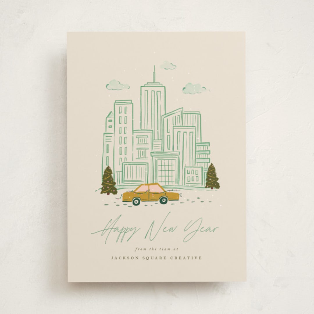 "In the City" - Holiday Cards in Moss by Vera Lim - Front