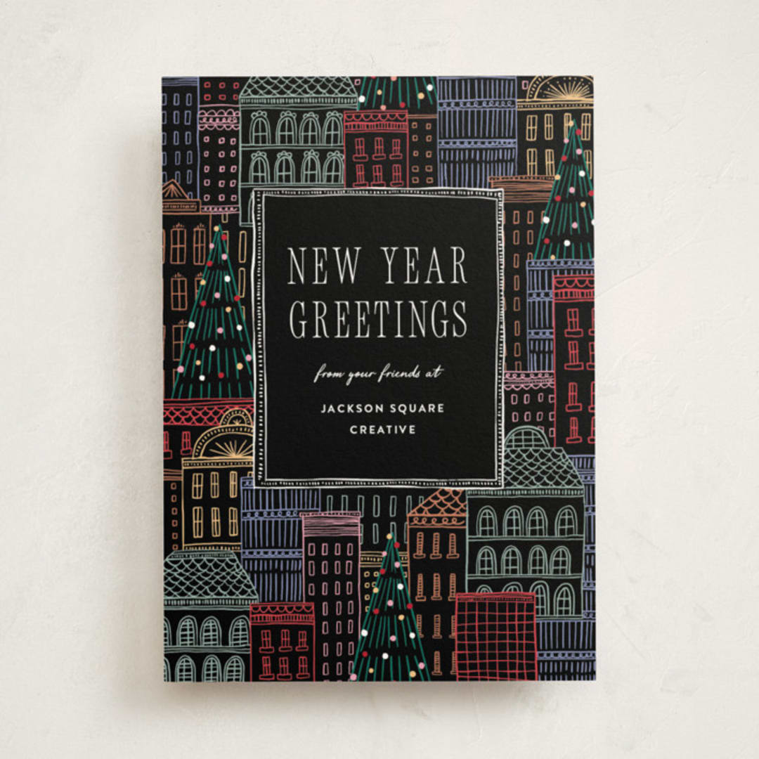 "Holiday City" - Holiday Cards in Eclipse by Pixel and Hank - Front