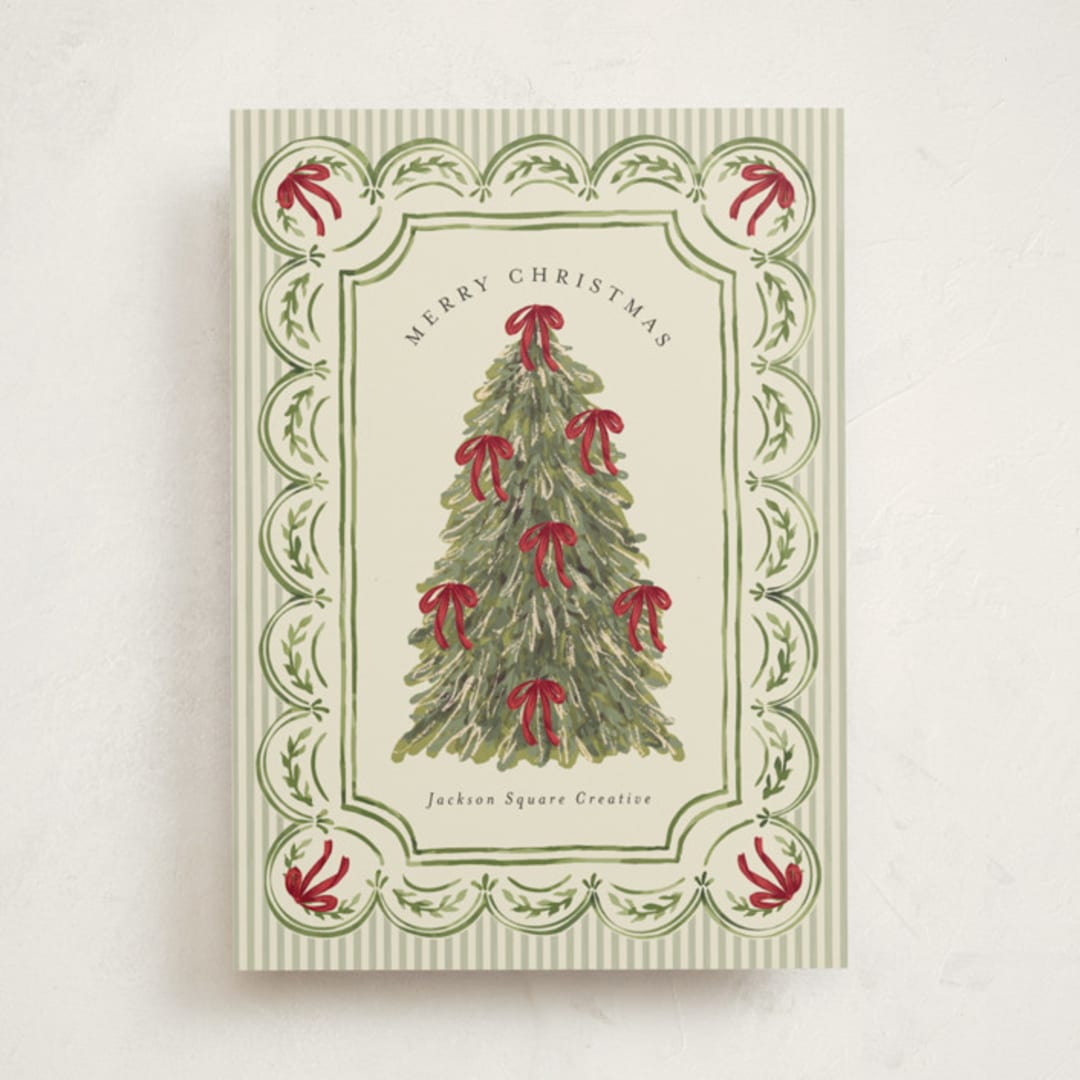 "Holiday Bow tree" - Holiday Cards in Evergreen by Chris Griffith - Front