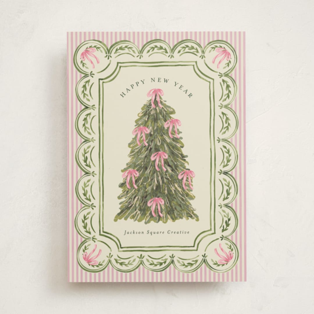 "Holiday Bow tree" - Holiday Cards in Peony by Chris Griffith - Front