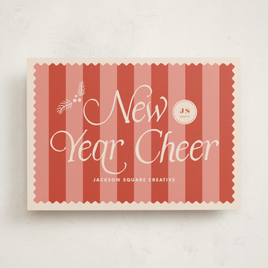 "Striped Stamp" - Holiday Cards in Candy Apple by Tamara Hilje - Front