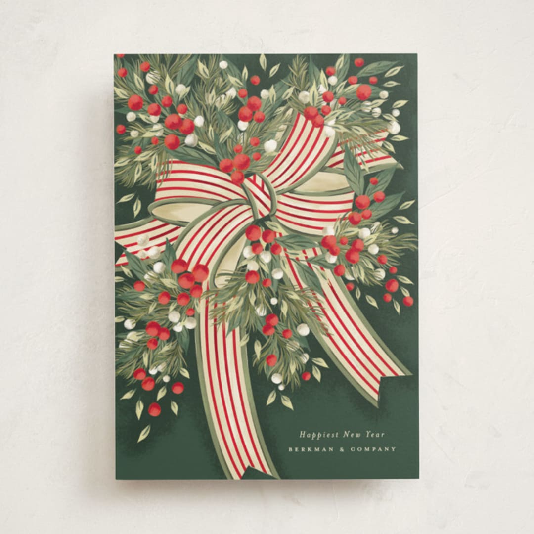 "Ribbon Bouquet" - Holiday Cards in Forest by Jackie Crawford - Front