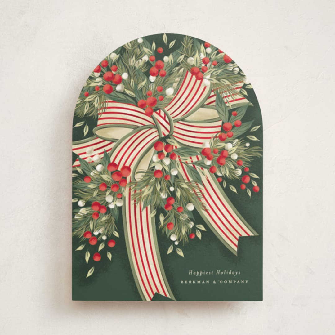 "Ribbon Bouquet" - Holiday Cards in Forest by Jackie Crawford - Front