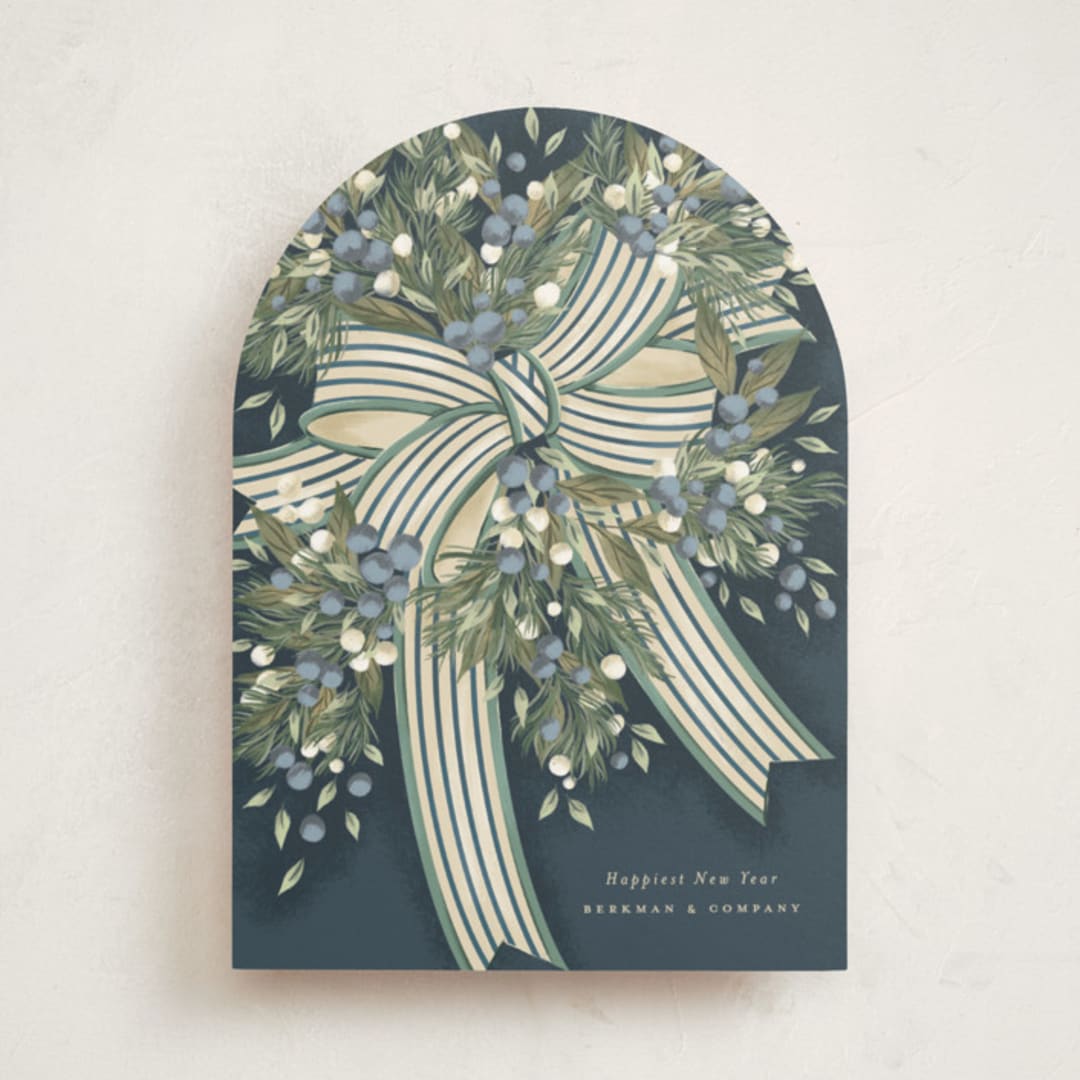 "Ribbon Bouquet" - Holiday Cards in Frost by Jackie Crawford - Front