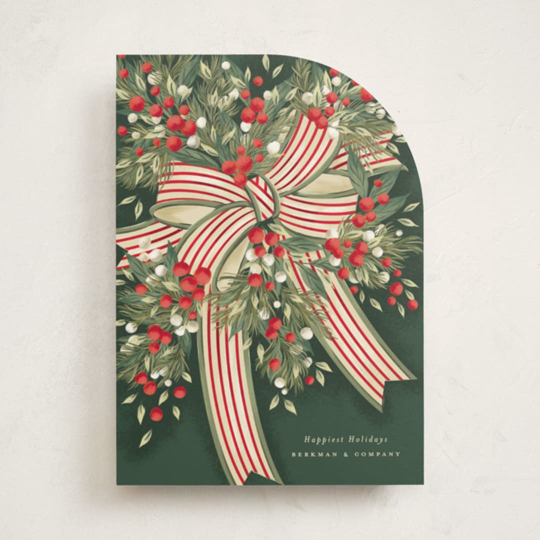 "Ribbon Bouquet" - Holiday Cards in Forest by Jackie Crawford - Front